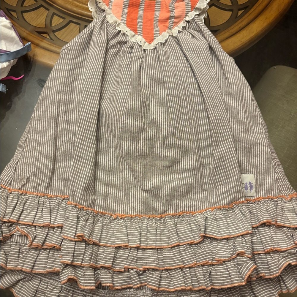 Well Dressed Wolf Striped Dress with Orange Trim